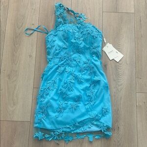 Elegant Blue Floral Dress